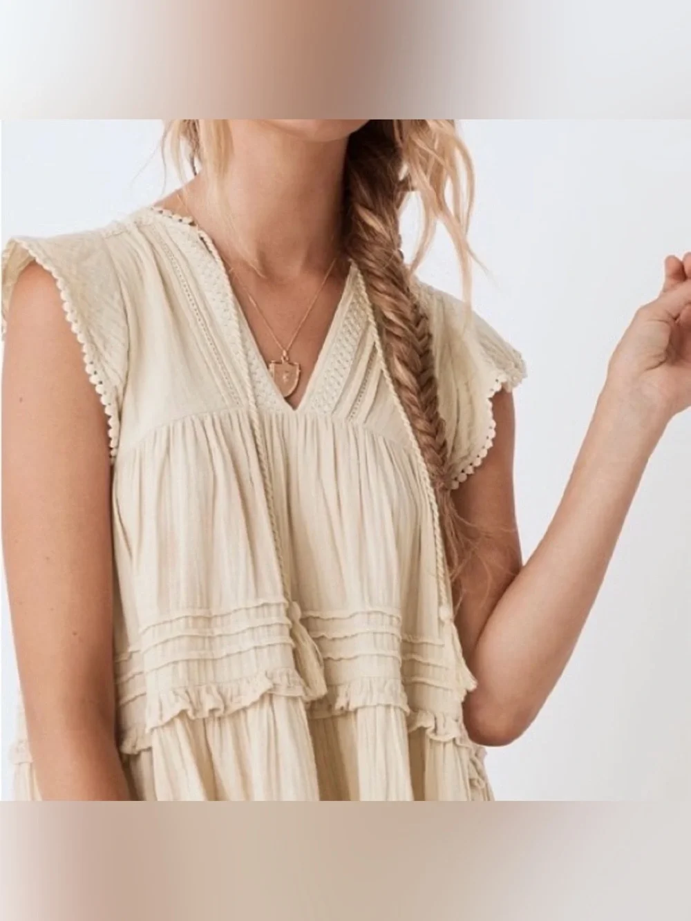 SPELL & THE GYPSY COLLECTIVE Hanalei Midi Dress Cotton Gauzy Tiered Size XS